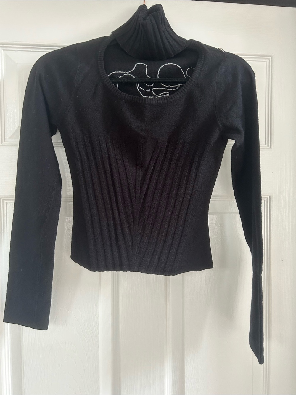 Ecko Red Black Ribbed Long-Sleeve Crop Top Turtleneck